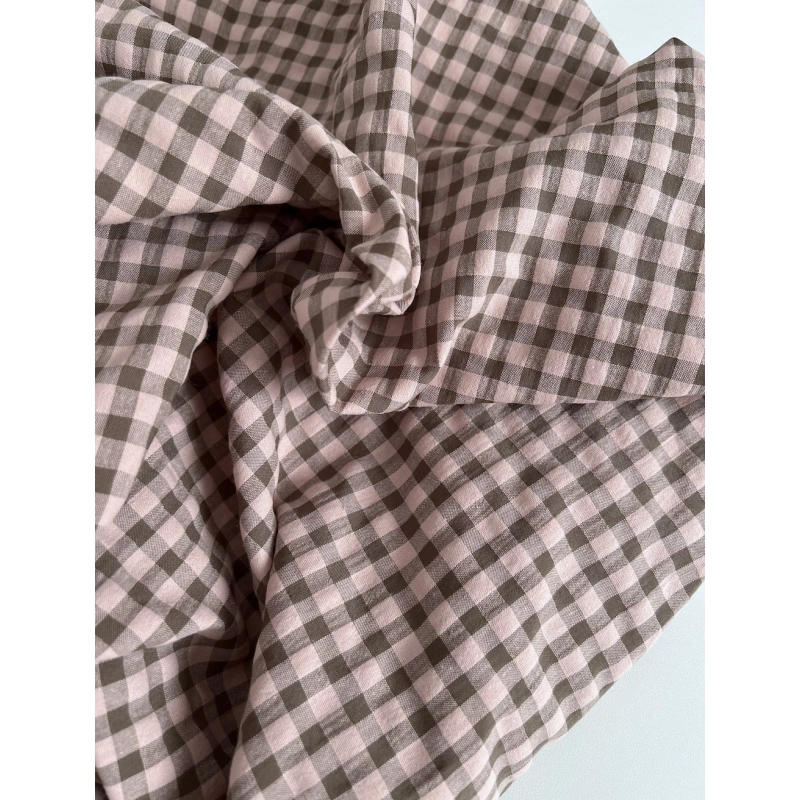 Seersucker / Coton gaufré vichy kaki / nude Batikou - 3