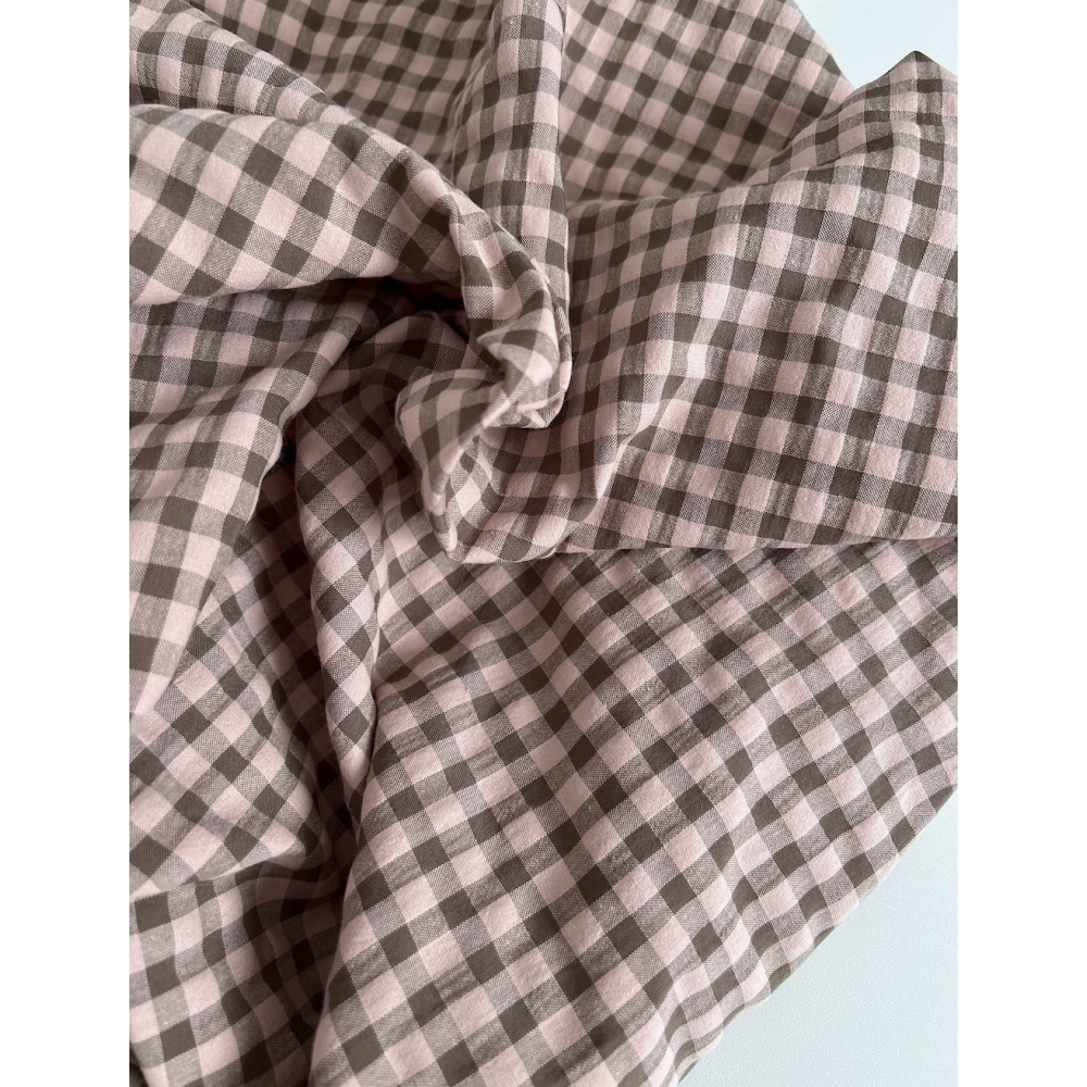 Seersucker / Coton gaufré vichy kaki / nude Batikou - 3