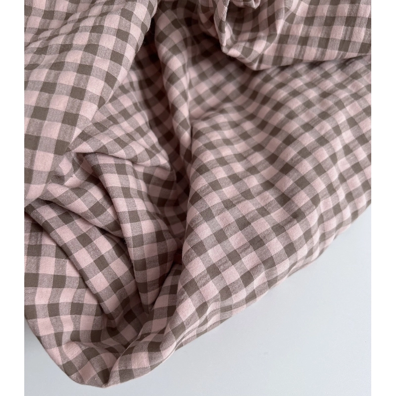 Seersucker / Coton gaufré vichy kaki / nude Batikou - 4