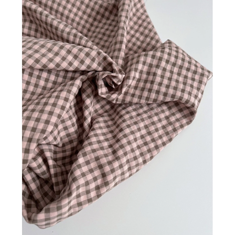 Seersucker / Coton gaufré vichy kaki / nude Batikou - 5