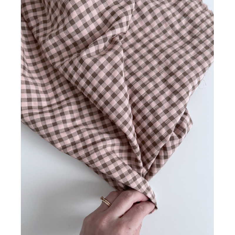 Seersucker / Coton gaufré vichy kaki / nude Batikou - 6