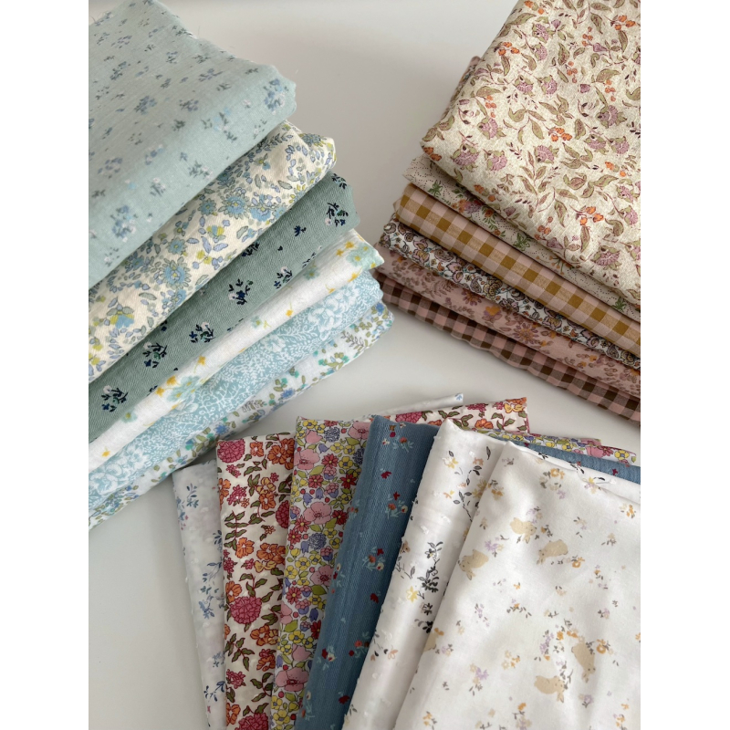 Lucia - Seersucker / Coton gaufré doux motif fleuri rose Batikou - 8