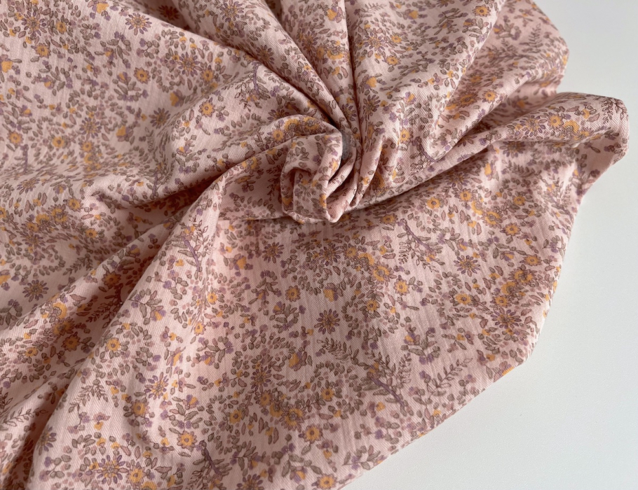 Lucia - Seersucker / Coton gaufré doux motif fleuri rose Batikou - 5