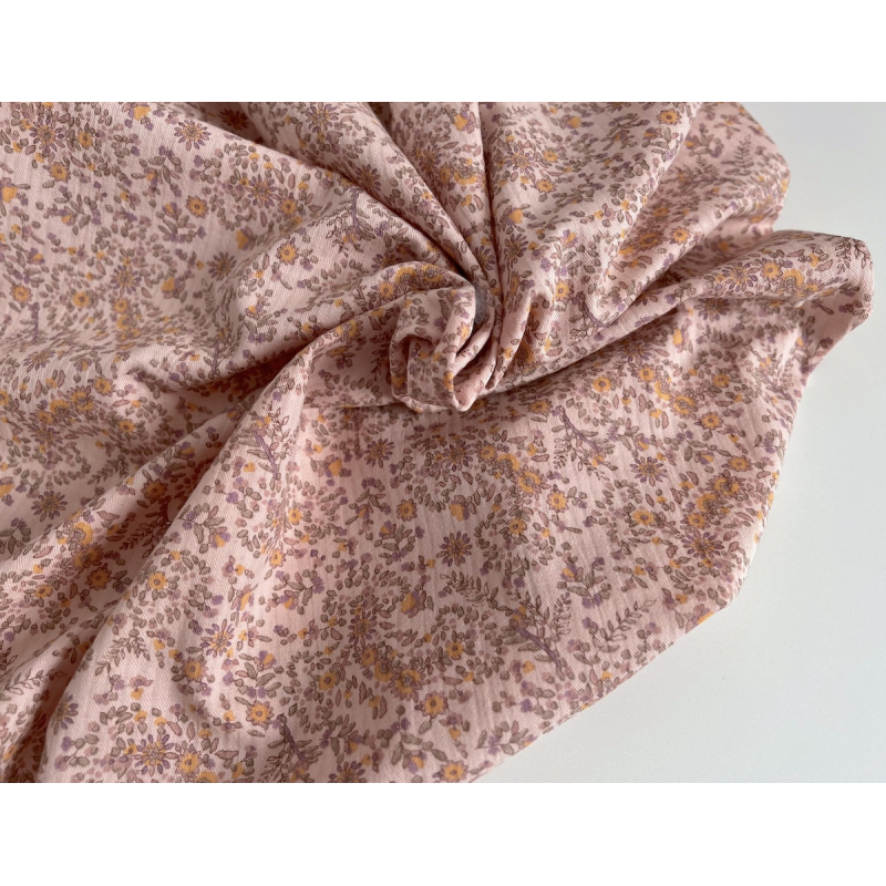 Lucia - Seersucker / Coton gaufré doux motif fleuri rose Batikou - 5