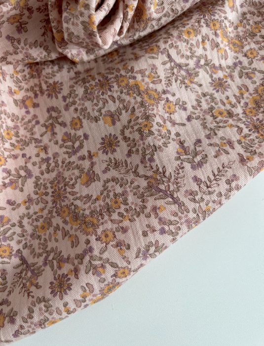 Lucia - Seersucker / Coton gaufré doux motif fleuri rose Batikou - 10