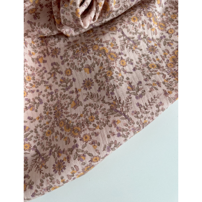 Lucia - Seersucker / Coton gaufré doux motif fleuri rose Batikou - 10