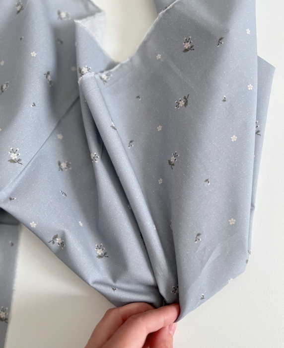 Eglantine - Batiste de coton BIO imprimé exclusif Eglantine Bleu de gris / SILKYNE Batikou - 4