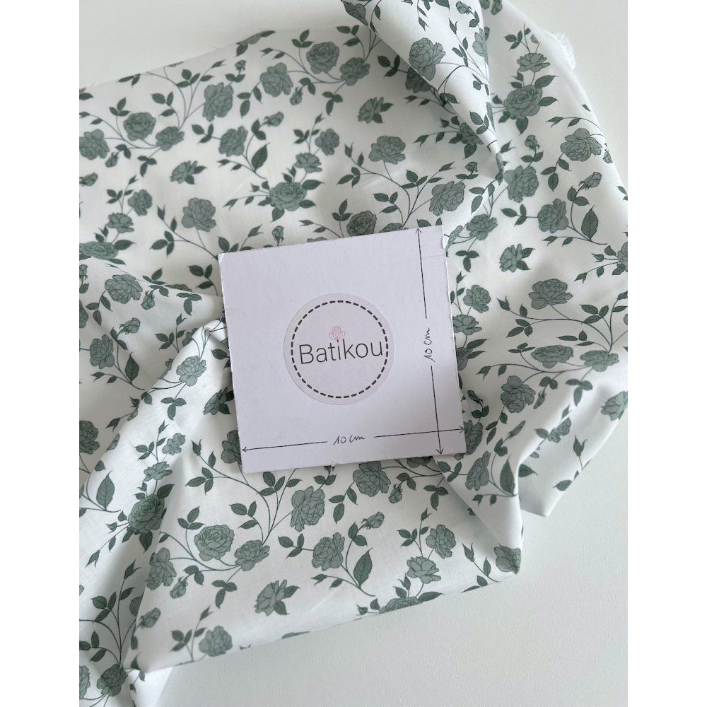 Josette - Batiste de coton BIO imprimé exclusif vert / SILKYNE Batikou - 3 Josette - Batiste de coton BIO imprimé exclusif vert / SILKYNE Batikou - 3