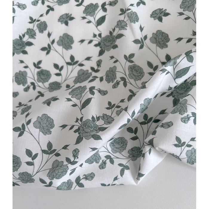 Josette - Batiste de coton BIO imprimé exclusif vert / SILKYNE Batikou - 2