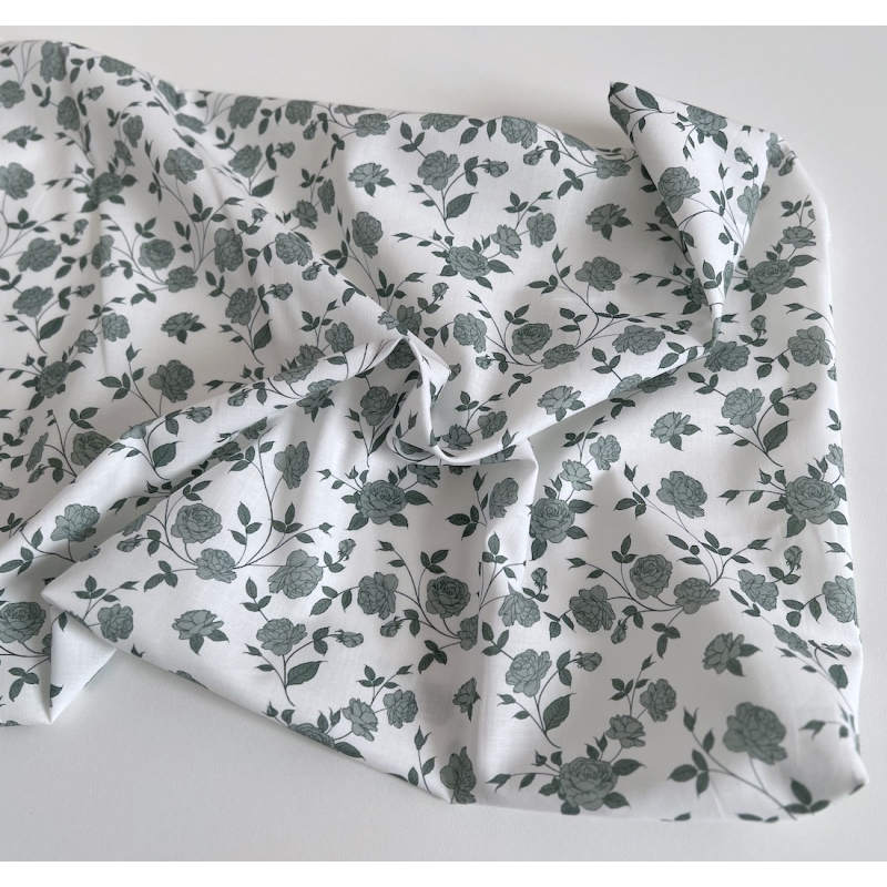Josette - Batiste de coton BIO imprimé exclusif vert / SILKYNE Batikou - 4 Josette - Batiste de coton BIO imprimé exclusif vert / SILKYNE Batikou - 4