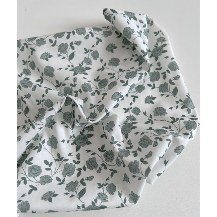 Josette - Batiste de coton BIO imprimé exclusif vert / SILKYNE Batikou - 5