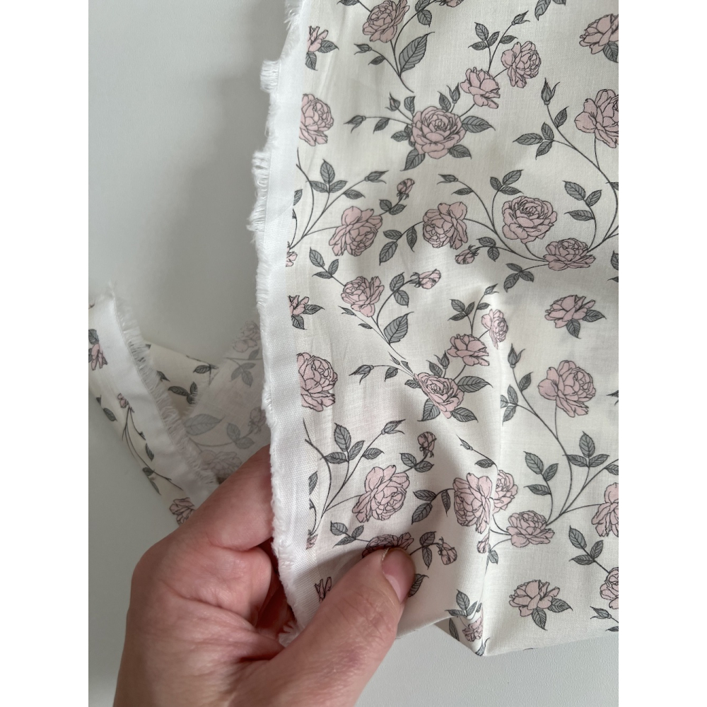 Josette - Batiste de coton BIO imprimé exclusif rose tendre / SILKYNE Batikou - 4