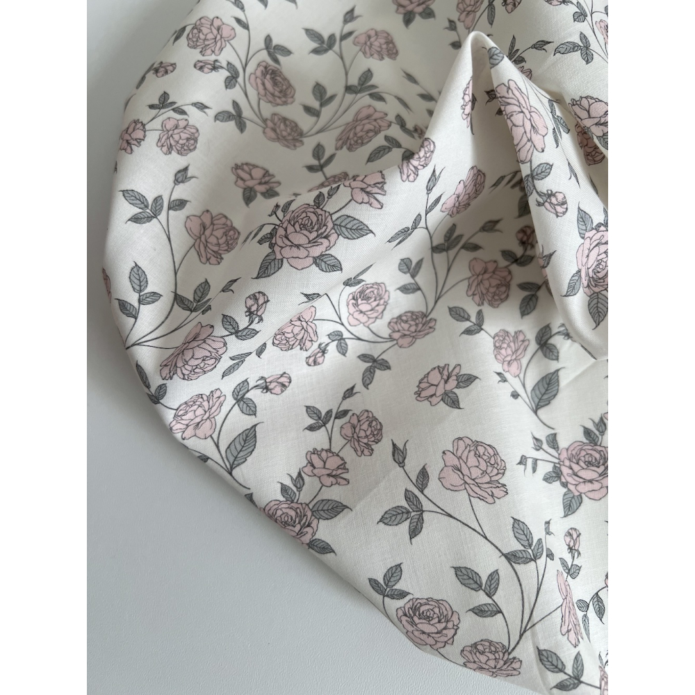 Josette - Batiste de coton BIO imprimé exclusif rose tendre / SILKYNE Batikou - 2