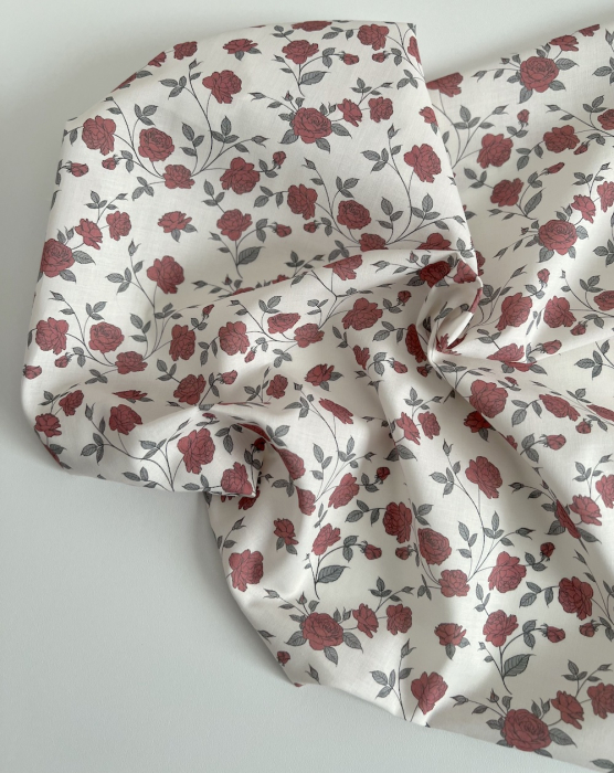 Josette - Batiste de coton BIO imprimé exclusif rouge lipstick / SILKYNE Batikou - 10