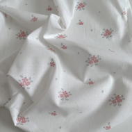 Beth - Batiste de coton BIO imprimé exclusif rose vert / SILKYNE Batikou - 1