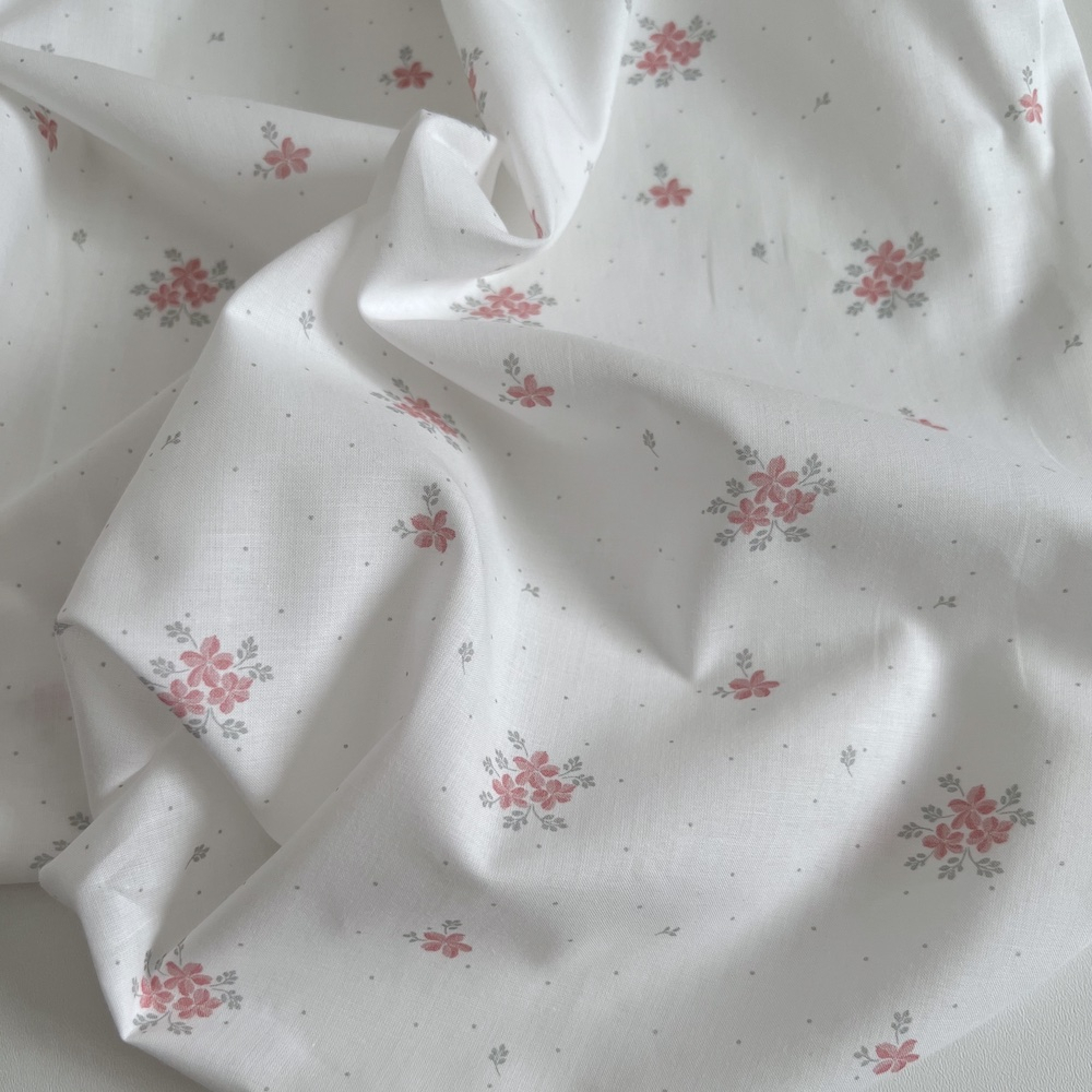 Beth - Batiste de coton BIO imprimé exclusif rose vert / SILKYNE Batikou - 1