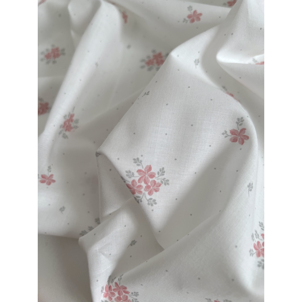 Beth - Batiste de coton BIO imprimé exclusif rose vert / SILKYNE Batikou - 2