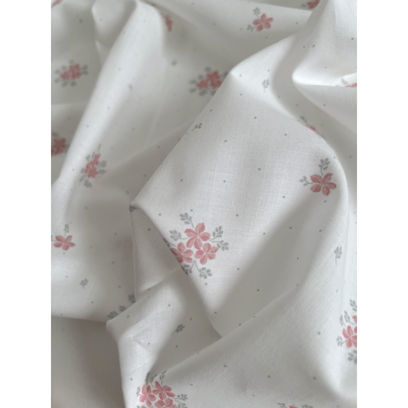 Beth - Batiste de coton BIO imprimé exclusif rose vert / SILKYNE Batikou - 2