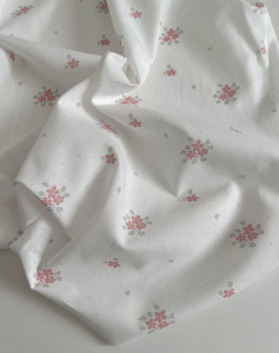 Beth - Batiste de coton BIO imprimé exclusif rose vert / SILKYNE Batikou - 3