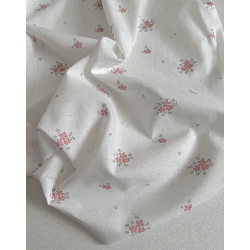 Beth - Batiste de coton BIO imprimé exclusif rose vert / SILKYNE Batikou - 3