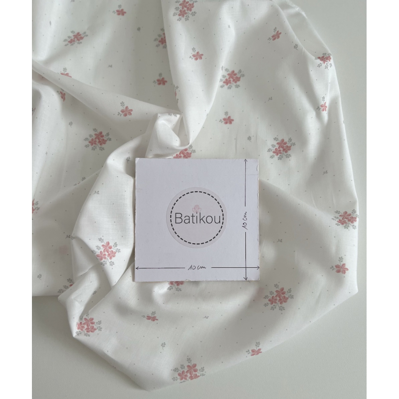 Beth - Batiste de coton BIO imprimé exclusif rose vert / SILKYNE Batikou - 6