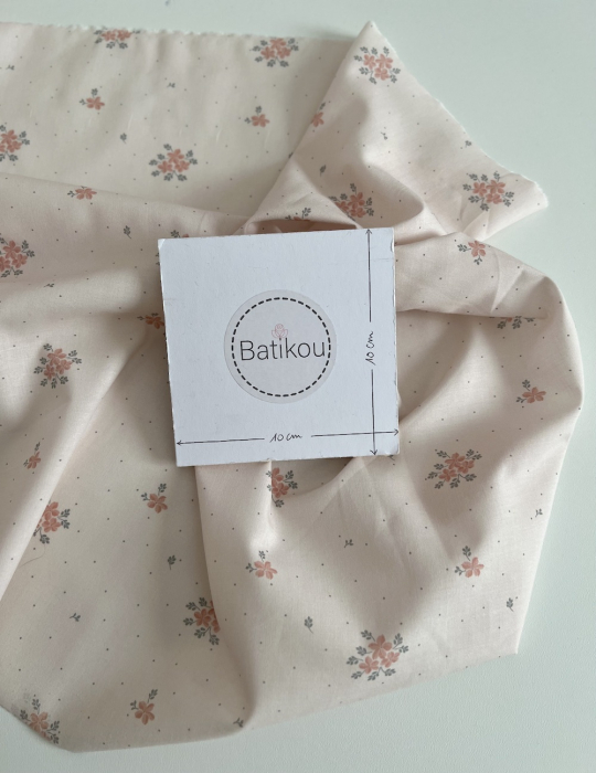 Beth - Batiste de coton BIO imprimé exclusif corail sauge / SILKYNE Batikou - 3