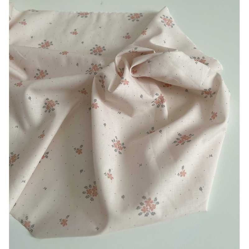 Beth - Batiste de coton BIO imprimé exclusif corail sauge / SILKYNE Batikou - 4