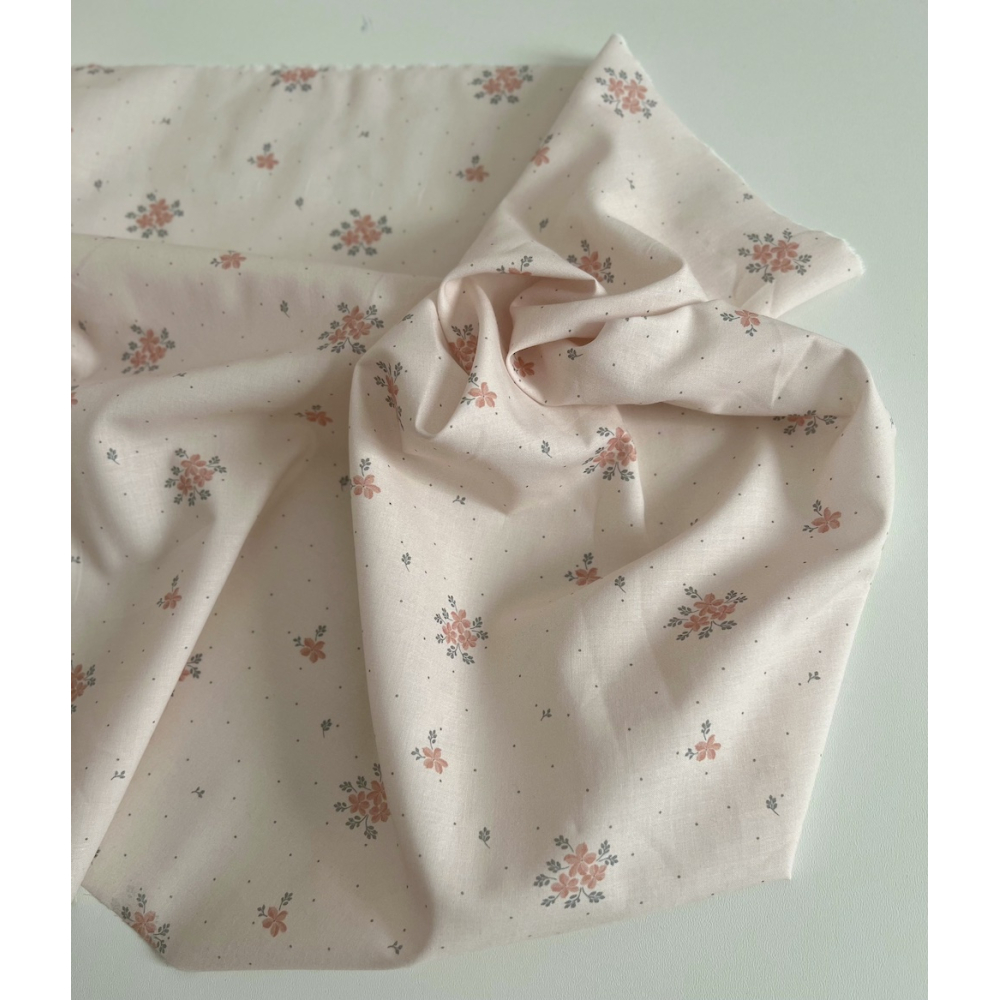 Beth - Batiste de coton BIO imprimé exclusif corail sauge / SILKYNE Batikou - 5