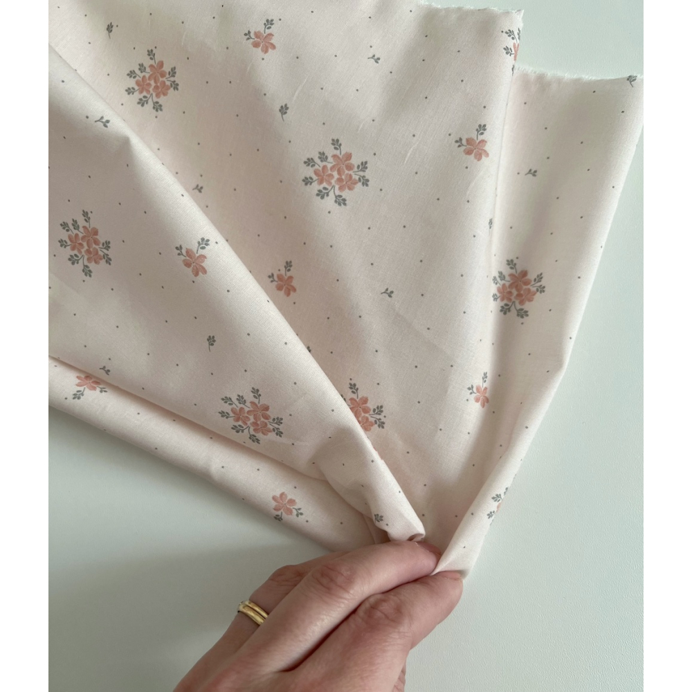 Beth - Batiste de coton BIO imprimé exclusif corail sauge / SILKYNE Batikou - 2