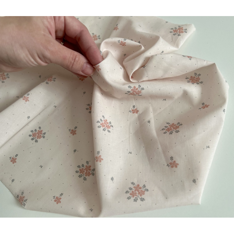 Beth - Batiste de coton BIO imprimé exclusif corail sauge / SILKYNE Batikou - 6