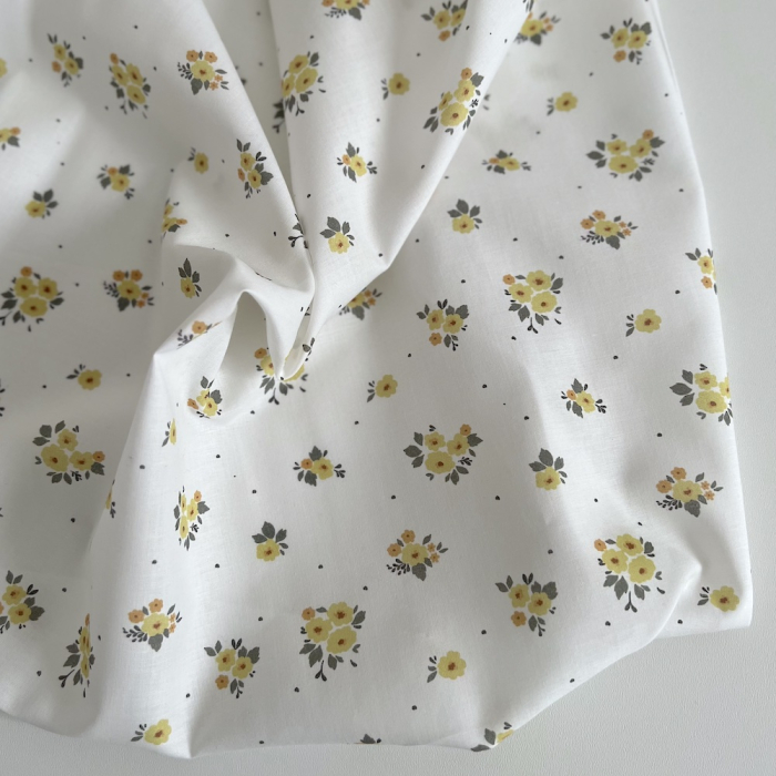 ROZEN - Batiste de coton BIO imprimé exclusif jaune / SILKYNE Batikou - 1