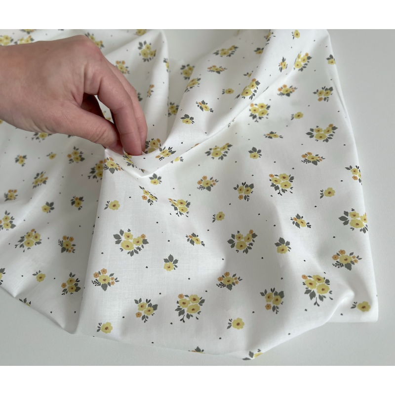 ROZEN - Batiste de coton BIO imprimé exclusif jaune / SILKYNE Batikou - 3