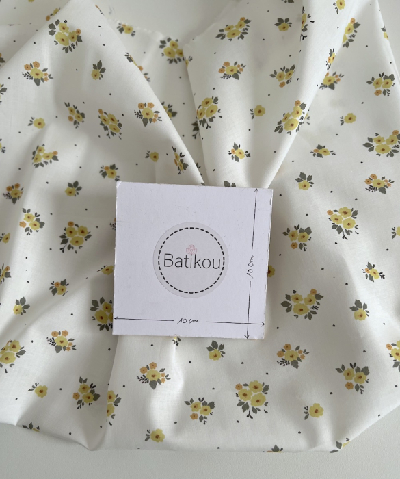 ROZEN - Batiste de coton BIO imprimé exclusif jaune / SILKYNE Batikou - 4
