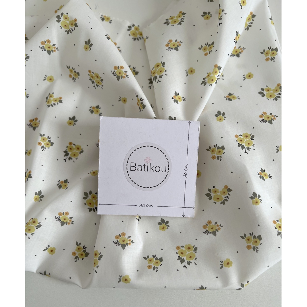 ROZEN - Batiste de coton BIO imprimé exclusif jaune / SILKYNE Batikou - 4
