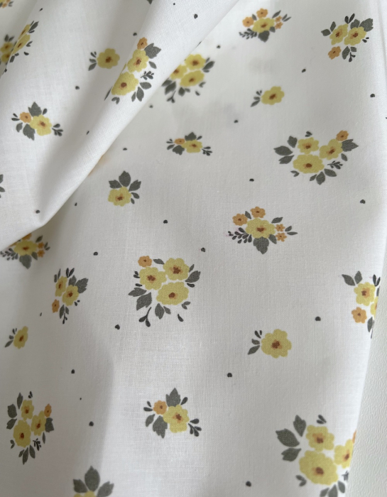 ROZEN - Batiste de coton BIO imprimé exclusif jaune / SILKYNE Batikou - 2