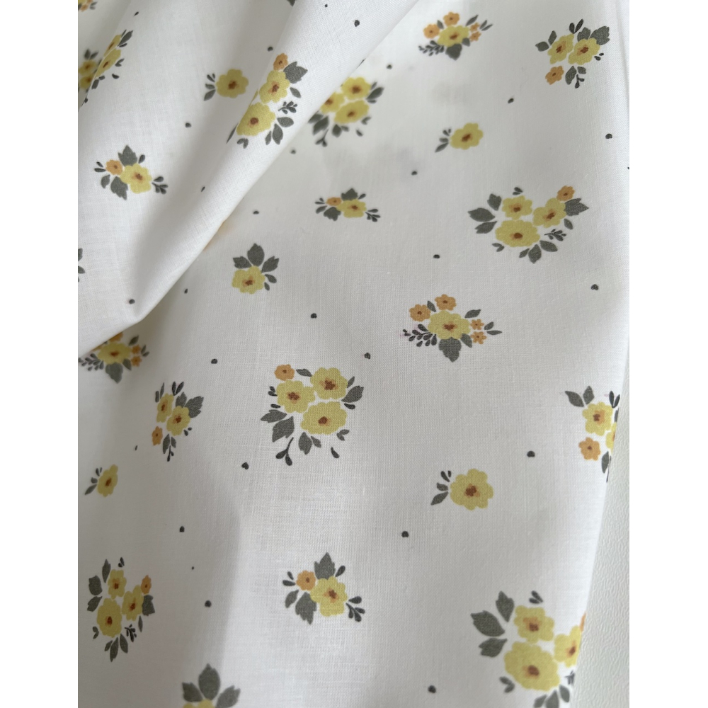 ROZEN - Batiste de coton BIO imprimé exclusif jaune / SILKYNE Batikou - 2