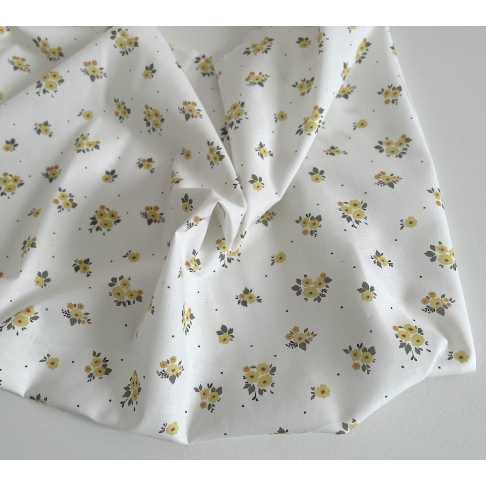 ROZEN - Batiste de coton BIO imprimé exclusif jaune / SILKYNE Batikou - 5