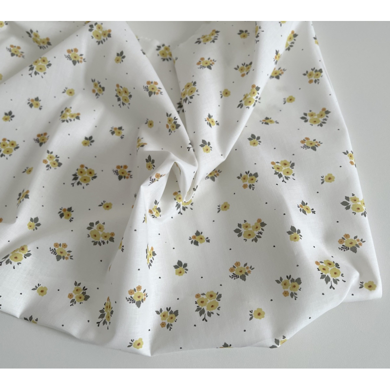 ROZEN - Batiste de coton BIO imprimé exclusif jaune / SILKYNE Batikou - 5