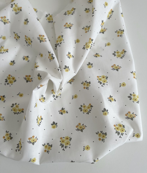 ROZEN - Batiste de coton BIO imprimé exclusif jaune / SILKYNE Batikou - 6