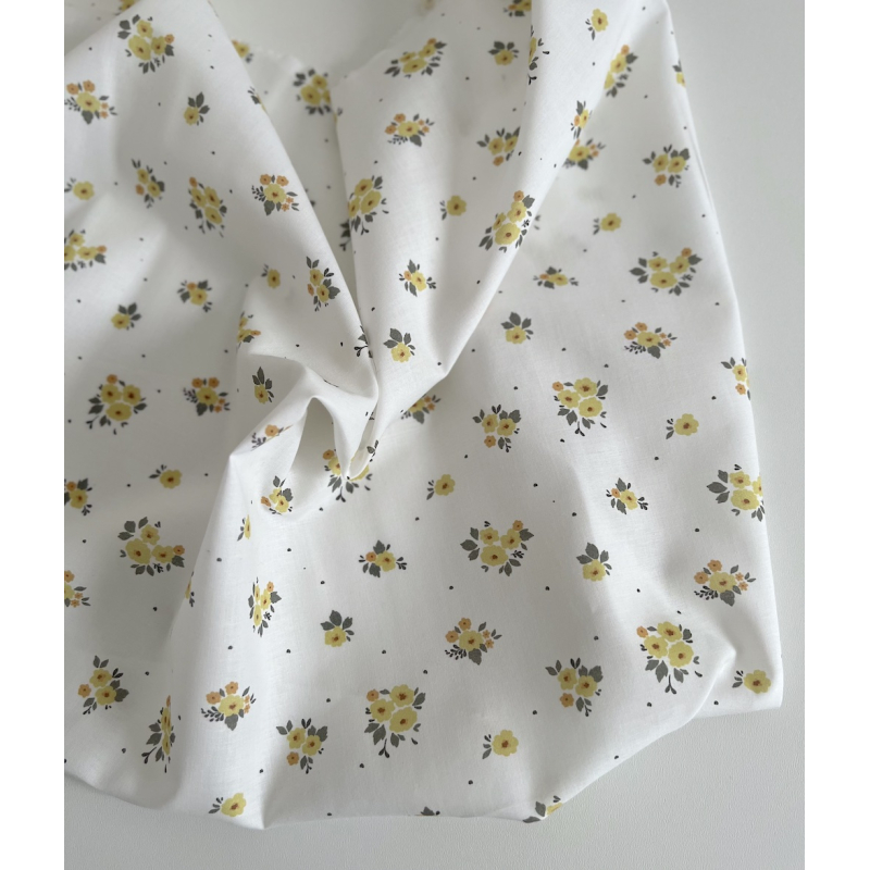 ROZEN - Batiste de coton BIO imprimé exclusif jaune / SILKYNE Batikou - 6