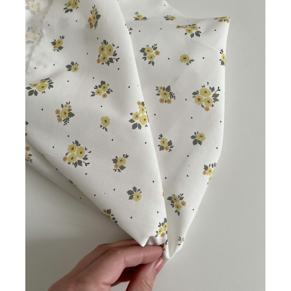 ROZEN - Batiste de coton BIO imprimé exclusif jaune / SILKYNE Batikou - 7