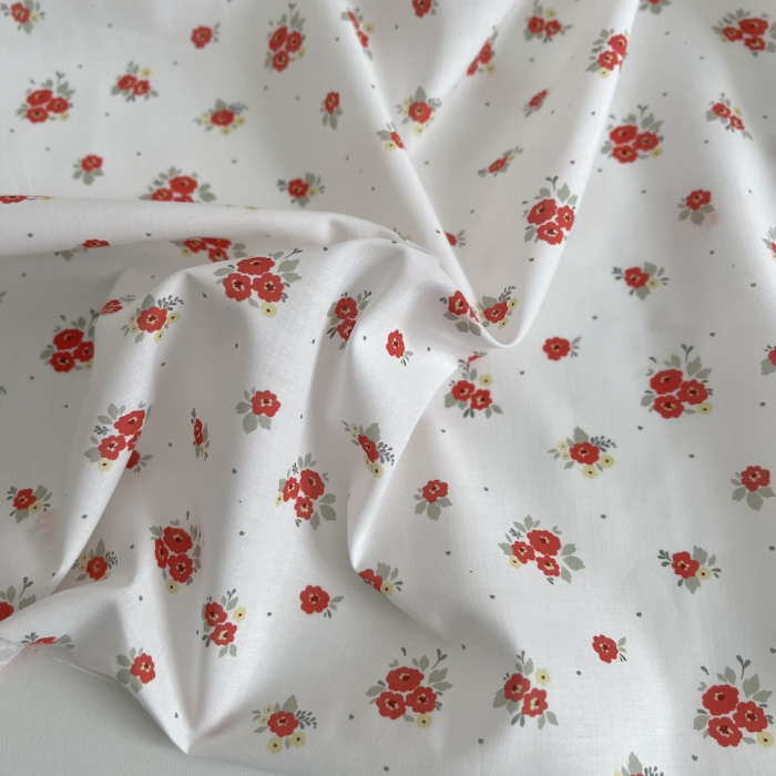 ROZEN - Batiste de coton BIO imprimé exclusif coquelicot / SILKYNE Batikou - 1