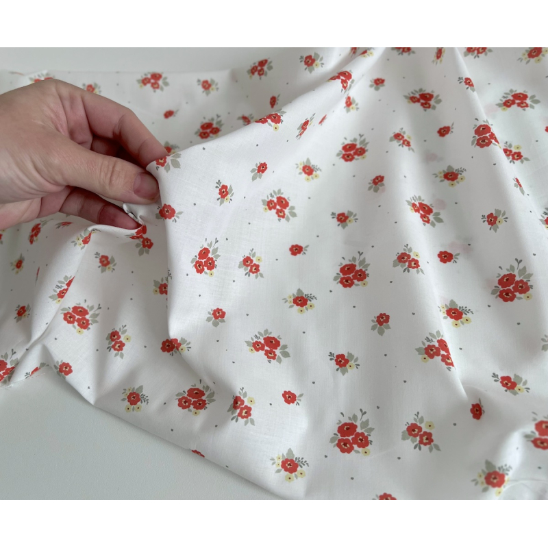 ROZEN - Batiste de coton BIO imprimé exclusif coquelicot / SILKYNE Batikou - 4