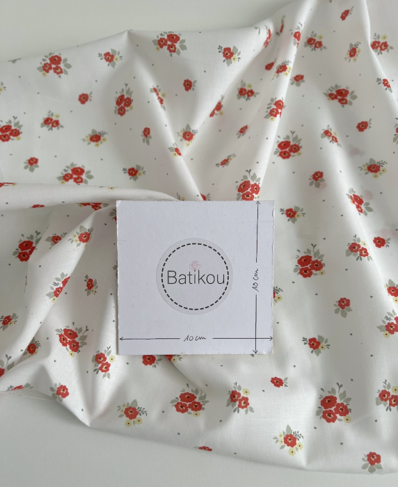 ROZEN - Batiste de coton BIO imprimé exclusif coquelicot / SILKYNE Batikou - 5