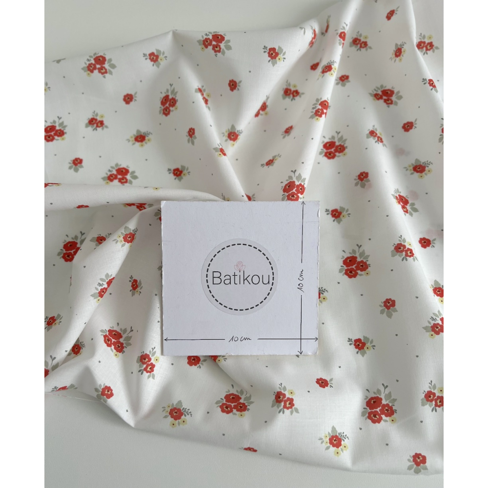 ROZEN - Batiste de coton BIO imprimé exclusif coquelicot / SILKYNE Batikou - 5