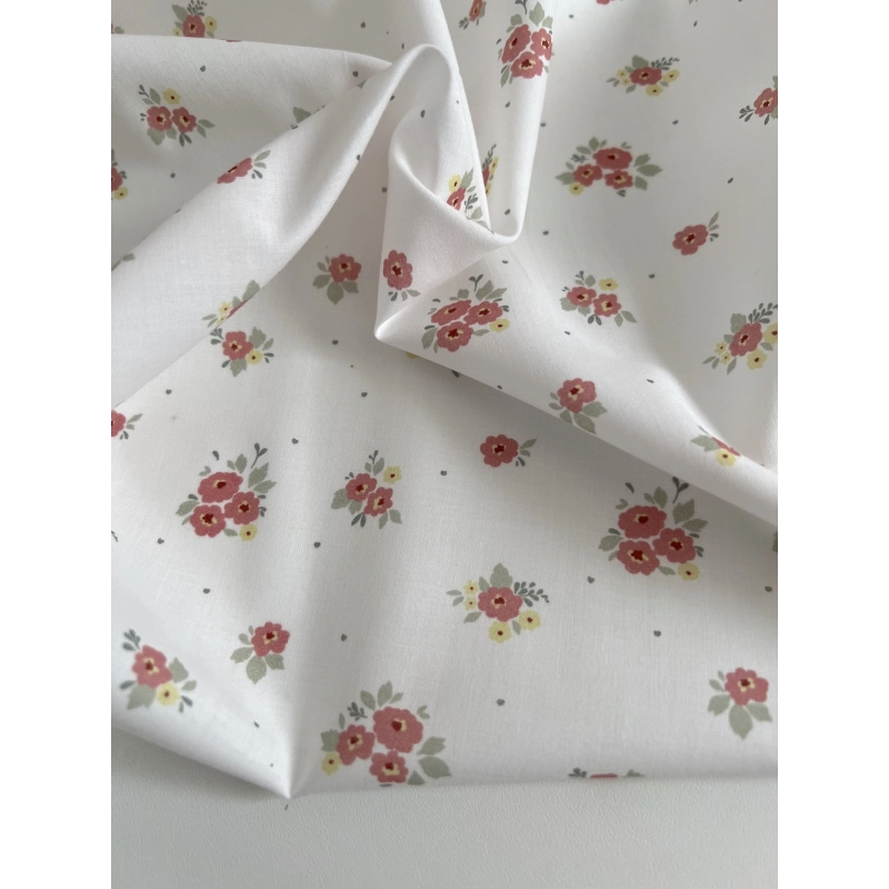 ROZEN - Batiste de coton BIO imprimé exclusif sorbet / SILKYNE Batikou - 2