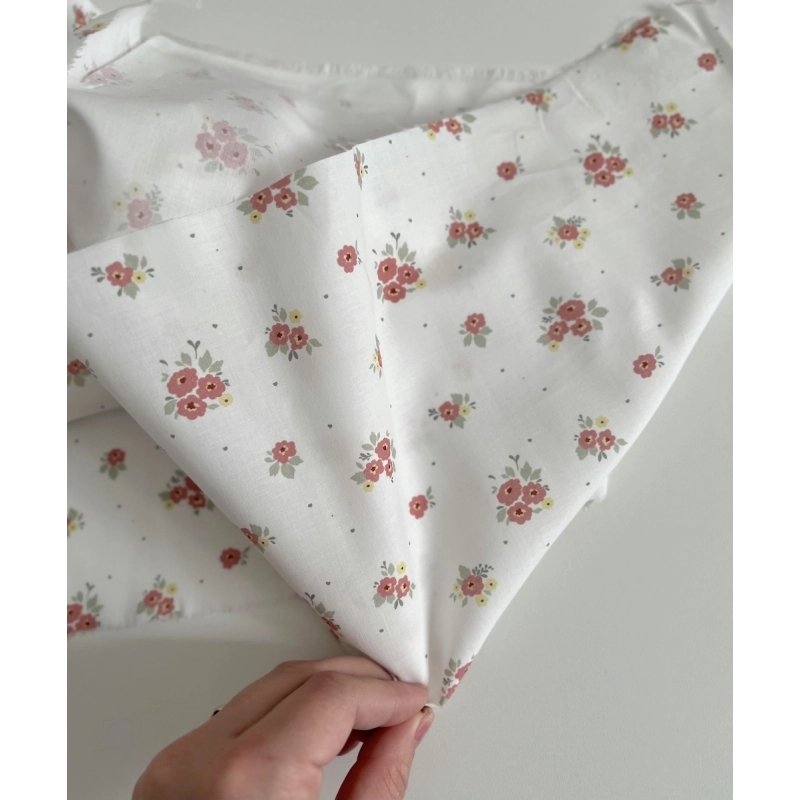 ROZEN - Batiste de coton BIO imprimé exclusif sorbet / SILKYNE Batikou - 4