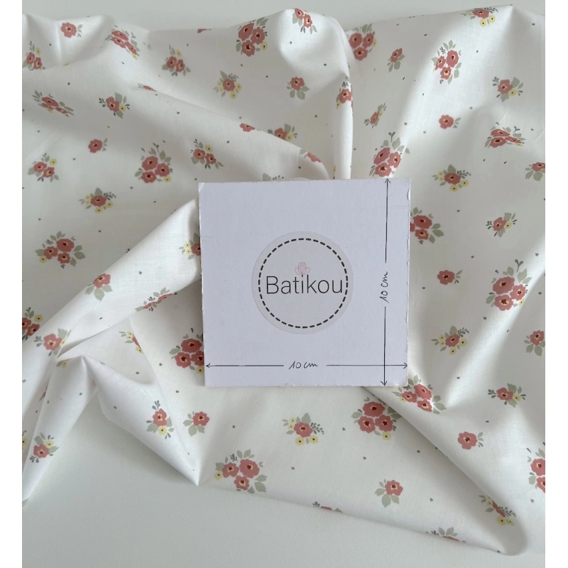 ROZEN - Batiste de coton BIO imprimé exclusif sorbet / SILKYNE Batikou - 6