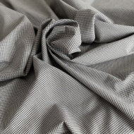 Seersucker / Coton gaufré vichy mini noir / lait Batikou - 1