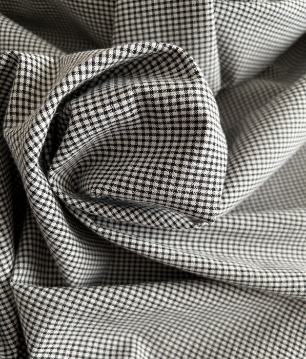 Seersucker / Coton gaufré vichy mini noir / lait Batikou - 2